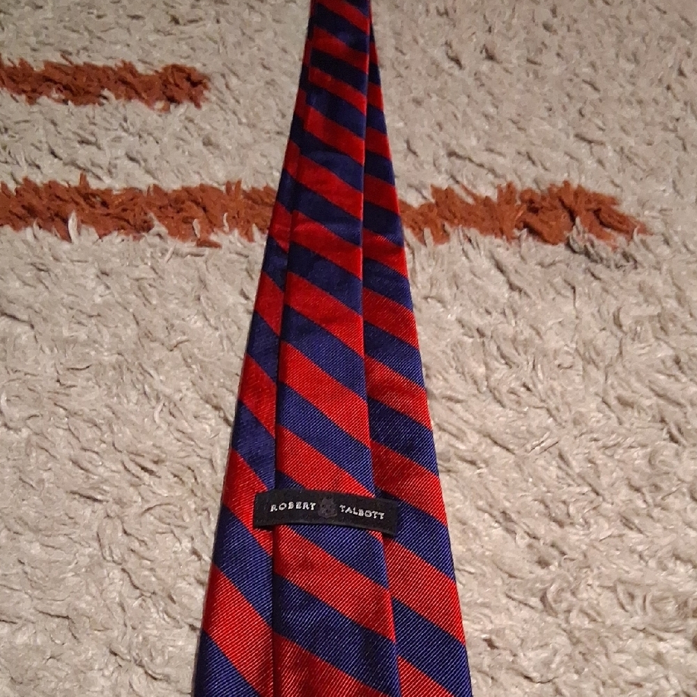 Robert Talbott Red And Blue Diagonal Striped Tie - image 4